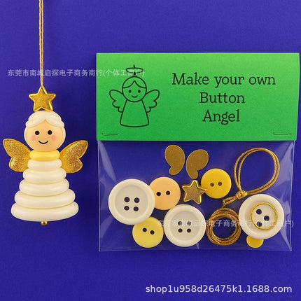 Christmas gift Christmas Button Ornament - Festive Santa Design Craft Kit （green Christmas tree）.