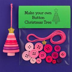 Christmas gift Christmas Button Ornament - Festive Santa Design Craft Kit （green Christmas tree）.