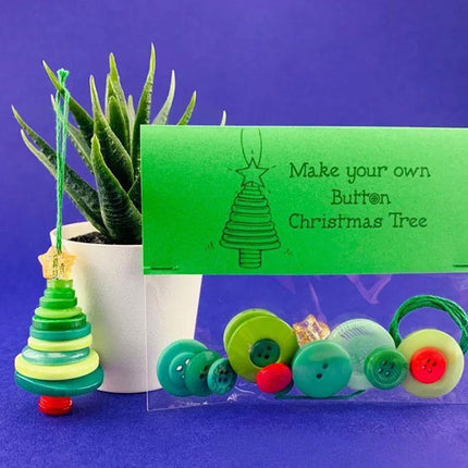 Christmas gift Christmas Button Ornament - Festive Santa Design Craft Kit- Set of 5 pieces（Santa Claus、Snowman、angel、Red Christmas tree and green Christmas tree）.