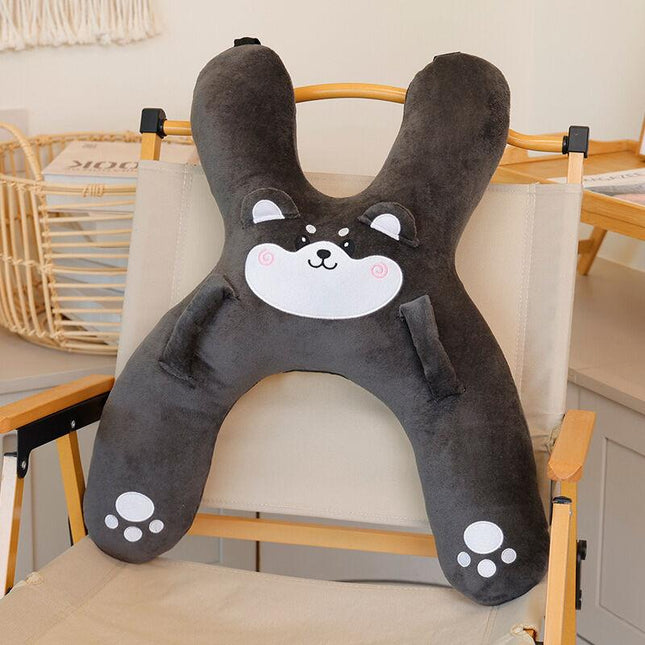 Christmas gift for kids-Kids Travel Pillow, Ergonomic Plush Support for Car Rides, Comfortable Sleep Companion for Children（black dog）.