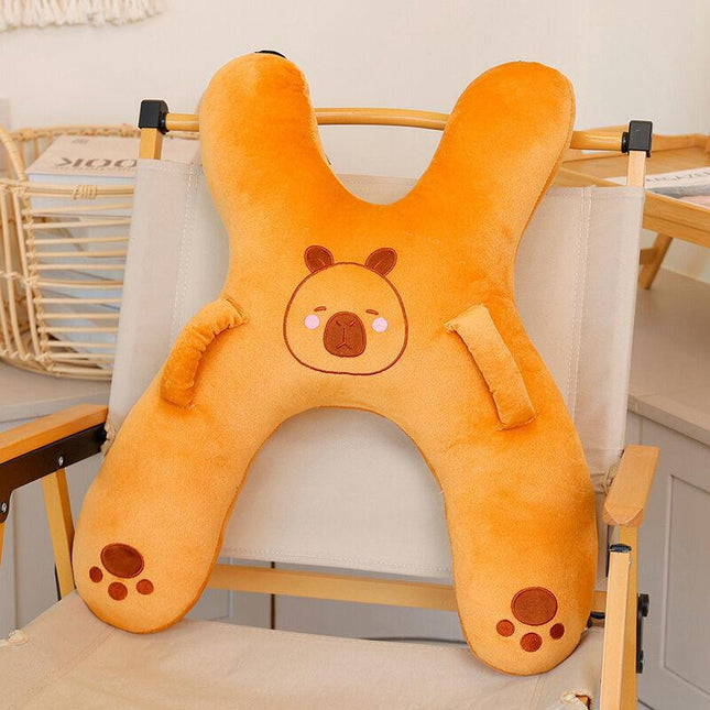 Christmas gift for kids-Kids Travel Pillow, Ergonomic Plush Support for Car Rides, Comfortable Sleep Companion for Children（brown Capibala）.