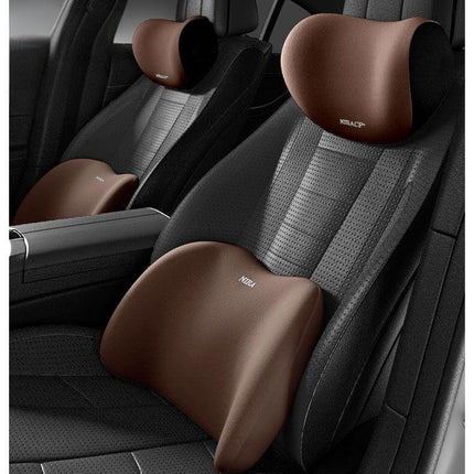 Christmas gift Car Headrest & Lumbar Support Set, Ergonomic Plush Cushion for Driver & Passenger, Comfort & Spine Protection for Long Drives（brown）.