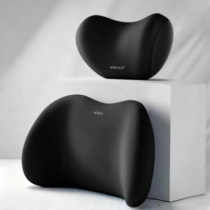 Christmas gift Car Headrest & Lumbar Support Set, Ergonomic Plush Cushion for Driver & Passenger, Comfort & Spine Protection for Long Drives（grey）.