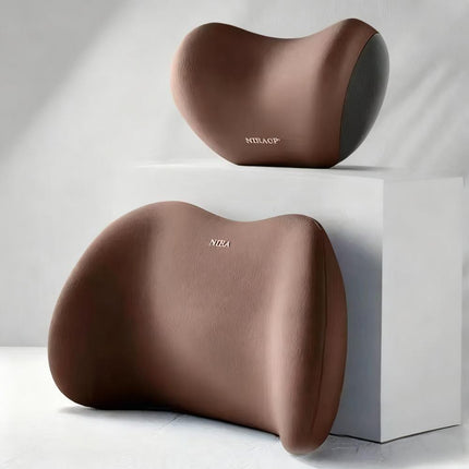 Christmas gift Car Headrest & Lumbar Support Set, Ergonomic Plush Cushion for Driver & Passenger, Comfort & Spine Protection for Long Drives（grey）.