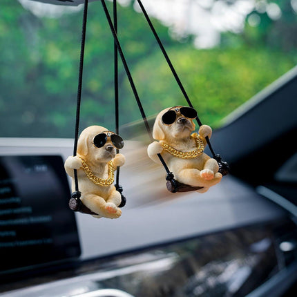 Cute Swinging Labrador Car Mirror Ornament: Yellow Retriever Hanging Accessory for Australian Drivers & Dog Lovers.