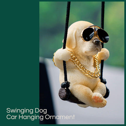 Cute Swinging Labrador Car Mirror Ornament: Yellow Retriever Hanging Accessory for Australian Drivers & Dog Lovers.