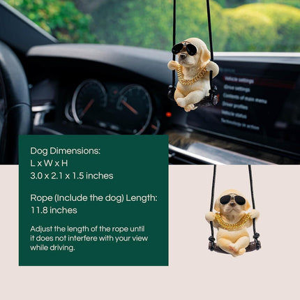Cute Swinging Labrador Car Mirror Ornament: Yellow Retriever Hanging Accessory for Australian Drivers & Dog Lovers.