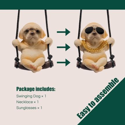 Cute Swinging Labrador Car Mirror Ornament: Yellow Retriever Hanging Accessory for Australian Drivers & Dog Lovers.