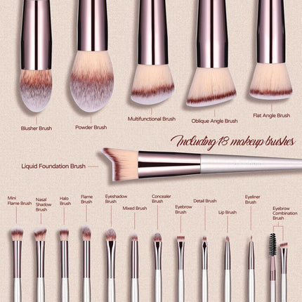 Champagne Gold Makeup Brush Set (18-Piece): Professional, Cruelty-Free for Foundation, Blush & Eyeshadow, Ideal for Aussies.
