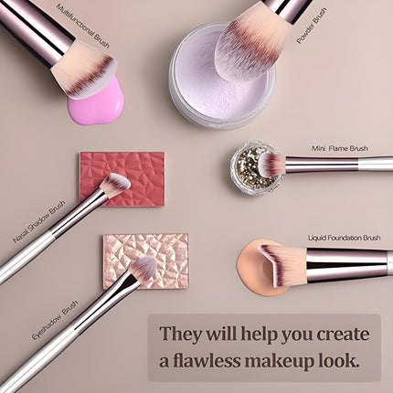 Champagne Gold Makeup Brush Set (18-Piece): Professional, Cruelty-Free for Foundation, Blush & Eyeshadow, Ideal for Aussies.