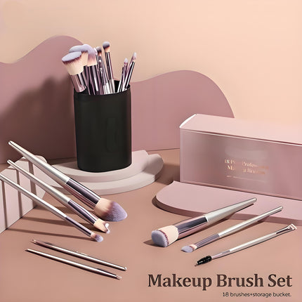 Champagne Gold Makeup Brush Set (18-Piece): Professional, Cruelty-Free for Foundation, Blush & Eyeshadow, Ideal for Aussies.