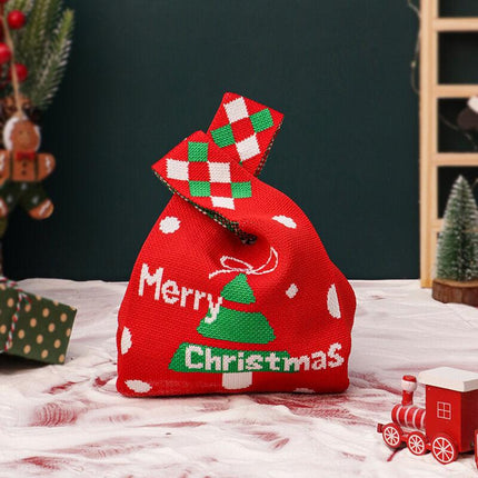 Christmas gift 4-Pack Christmas Knitted Gift Bags - Small & Big Festive Pouches for Apples, Candies, Christmas Eve Gifting & DecorationProduct（S）.