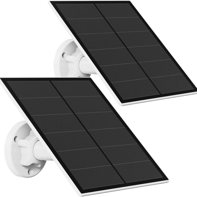 3-Pack 5W Solar Panel for Outdoor Security Camera – 5V USB Charger with 9.8ft Cable, IP65 Waterproof, Adjustable Mount, Compatible with Most Battery Cameras (White).