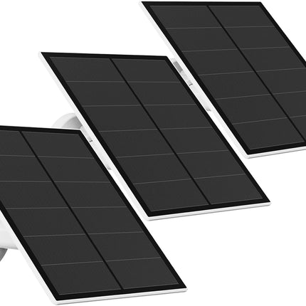 3-Pack 5W Solar Panel for Outdoor Security Camera – 5V USB Charger with 9.8ft Cable, IP65 Waterproof, Adjustable Mount, Compatible with Most Battery Cameras (White).