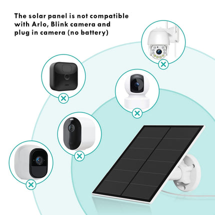 3-Pack 5W Solar Panel for Outdoor Security Camera – 5V USB Charger with 9.8ft Cable, IP65 Waterproof, Adjustable Mount, Compatible with Most Battery Cameras (White).