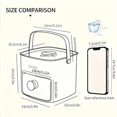 Portable Ice Cube Maker with Storage Drawer – BPA-Free, 48-Cube Capacity, Push-Release Tray & Transparent Lid for Cocktails, Coffee, Whiskey(Blue).
