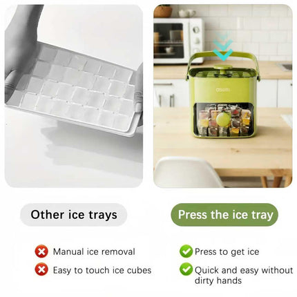 Portable Ice Cube Maker with Storage Drawer – BPA-Free, 48-Cube Capacity, Push-Release Tray & Transparent Lid for Cocktails, Coffee, Whiskey(Green).