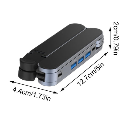 Adjustable Laptop Stand with USB Hub – Aluminum Foldable Riser for Home Office, Gaming, Travel & Business Use, Ergonomic Cooling Desk Mount (Black).