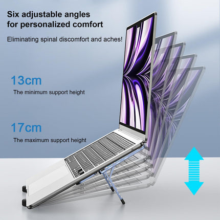 Adjustable Laptop Stand with USB Hub – Aluminum Foldable Riser for Home Office, Gaming, Travel & Business Use, Ergonomic Cooling Desk Mount (Black).
