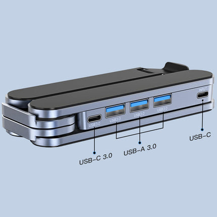 Adjustable Laptop Stand with USB Hub – Aluminum Foldable Riser for Home Office, Gaming, Travel & Business Use, Ergonomic Cooling Desk Mount (Black).