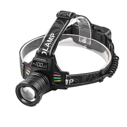 Bright LED Headlamp with Digital Display & Motion Sensor – Rechargeable 3500 Lumens Flashlight for Camping, Hiking, Fishing, and Night Running (Black).