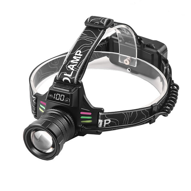 Bright LED Headlamp with Digital Display & Motion Sensor – Rechargeable 3500 Lumens Flashlight for Camping, Hiking, Fishing, and Night Running (Black).