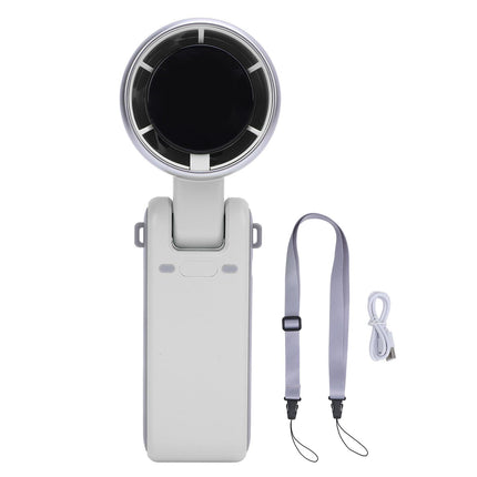 Portable Turbo Handheld Fan with Digital Display – 5-Speed Rechargeable Mini Fan, 3600mAh Battery, Foldable & Neck Strap Design for Outdoor Travel and Daily Use(White).