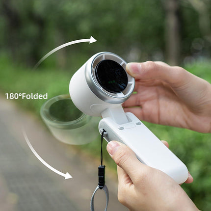 Portable Turbo Handheld Fan with Digital Display – 5-Speed Rechargeable Mini Fan, 3600mAh Battery, Foldable & Neck Strap Design for Outdoor Travel and Daily Use(White).