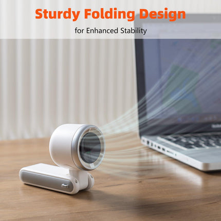 Portable Turbo Handheld Fan with Digital Display – 5-Speed Rechargeable Mini Fan, 3600mAh Battery, Foldable & Neck Strap Design for Outdoor Travel and Daily Use(White).