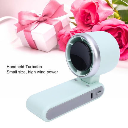 Portable Turbo Handheld Fan with Digital Display – 5-Speed Rechargeable Mini Fan, 3600mAh Battery, Foldable & Neck Strap Design for Outdoor Travel and Daily Use(Green).