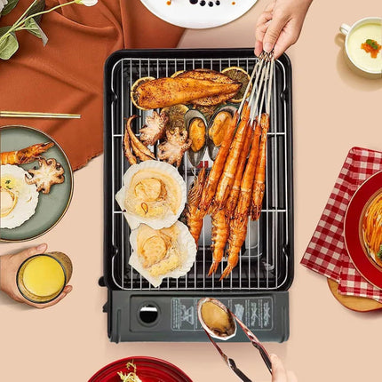 Portable Gas Grill with Removable Grate & Carry Case – Dual Fuel Outdoor Stove for Camping, Backyard BBQs & Beach Picnics (Black).