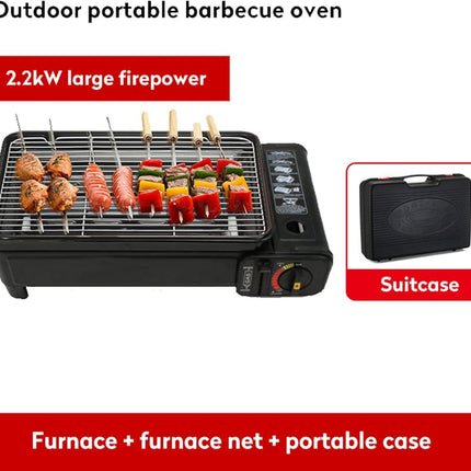 Portable Gas Grill with Removable Grate & Carry Case – Dual Fuel Outdoor Stove for Camping, Backyard BBQs & Beach Picnics (Black).