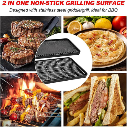 Portable Gas Grill with Removable Grate & Carry Case – Dual Fuel Outdoor Stove for Camping, Backyard BBQs & Beach Picnics (Black).