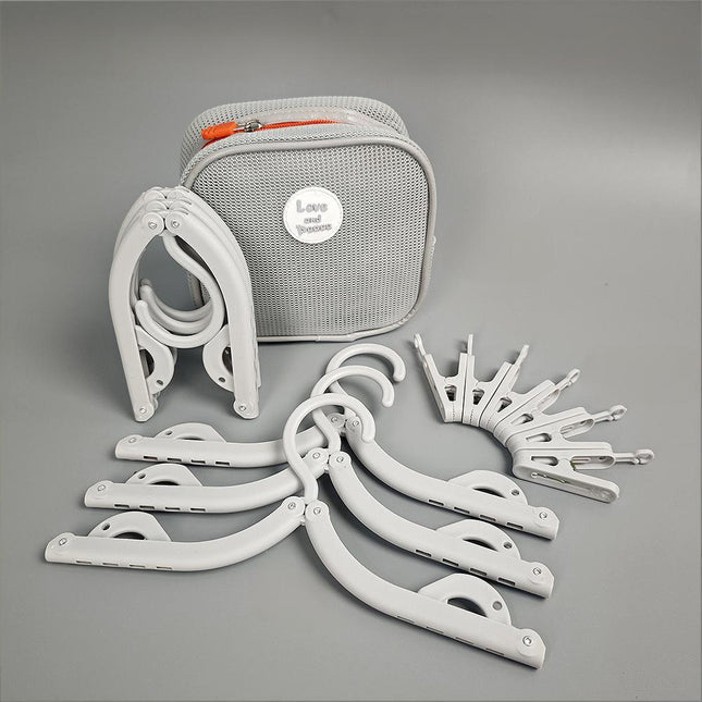 Foldable Travel Hangers with Storage Bag – 10-Piece Compact Clothes Hanger Set for Hotel, Dorm & Home Use (Grey)  | Other Colors Available in Store.
