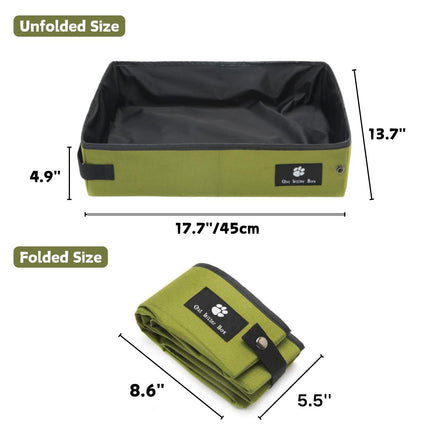 Portable Foldable Cat Litter Box – Waterproof, Leak-Proof Travel Cat Toilet with Large Opening, Ideal for Camping, Hotel Stays, Road Trips (Green).