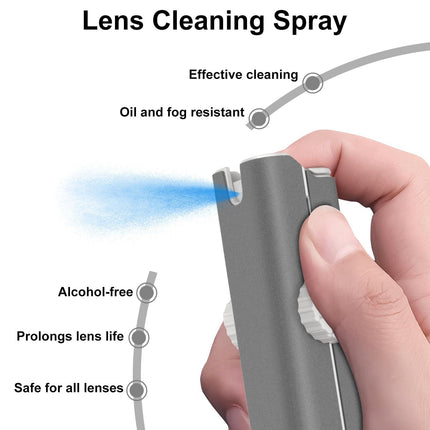 All-in-One Portable Glasses Cleaning Kit with Spray, Brush & Microfiber Cloth – Compact Lens Cleaner for Eyeglasses, Phone Screens, and More (White).