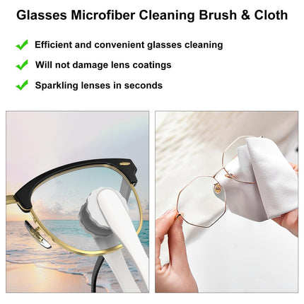 All-in-One Portable Glasses Cleaning Kit with Spray, Brush & Microfiber Cloth – Compact Lens Cleaner for Eyeglasses, Phone Screens, and More (White).