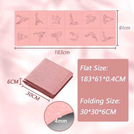 Portable Foldable Yoga Mat – Dual-Sided Non-Slip TPE Exercise Mat for Yoga, Pilates, Kids Nap & Travel (Pink) | Other Colors Available in Store.