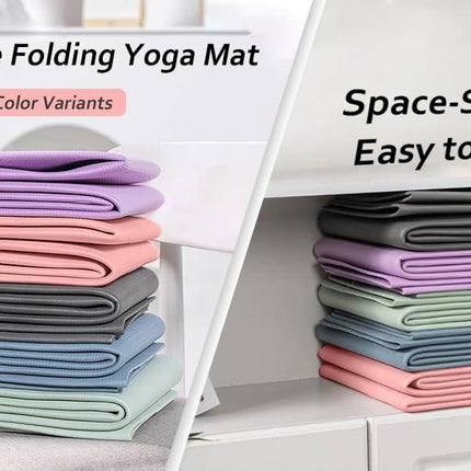 Portable Foldable Yoga Mat – Dual-Sided Non-Slip TPE Exercise Mat for Yoga, Pilates, Kids Nap & Travel (Pink) | Other Colors Available in Store.