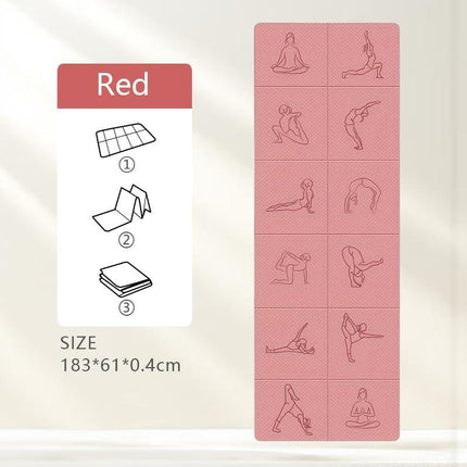 Portable Foldable Yoga Mat – Dual-Sided Non-Slip TPE Exercise Mat for Yoga, Pilates, Kids Nap & Travel (Pink) | Other Colors Available in Store.