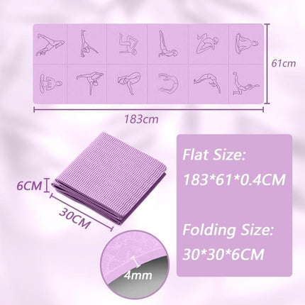 Portable Foldable Yoga Mat – Dual-Sided Non-Slip TPE Exercise Mat for Yoga, Pilates, Kids Nap & Travel (Purple) | Other Colors Available in Store.