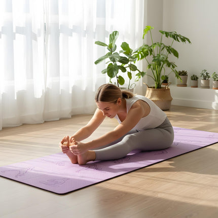 Portable Foldable Yoga Mat – Dual-Sided Non-Slip TPE Exercise Mat for Yoga, Pilates, Kids Nap & Travel (Purple) | Other Colors Available in Store.