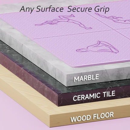 Portable Foldable Yoga Mat – Dual-Sided Non-Slip TPE Exercise Mat for Yoga, Pilates, Kids Nap & Travel (Purple) | Other Colors Available in Store.