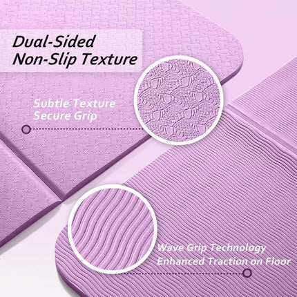 Portable Foldable Yoga Mat – Dual-Sided Non-Slip TPE Exercise Mat for Yoga, Pilates, Kids Nap & Travel (Purple) | Other Colors Available in Store.