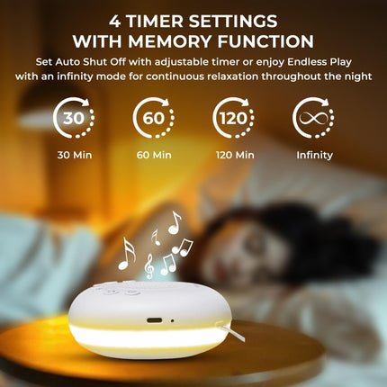 Portable White Noise Machine with 20 Soothing Sounds & RGB LED Night Light – Compact Sleep Sound Device for Babies, Adults & Travel.