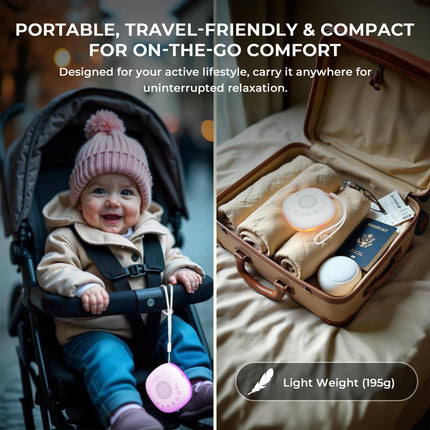Portable White Noise Machine with 20 Soothing Sounds & RGB LED Night Light – Compact Sleep Sound Device for Babies, Adults & Travel.