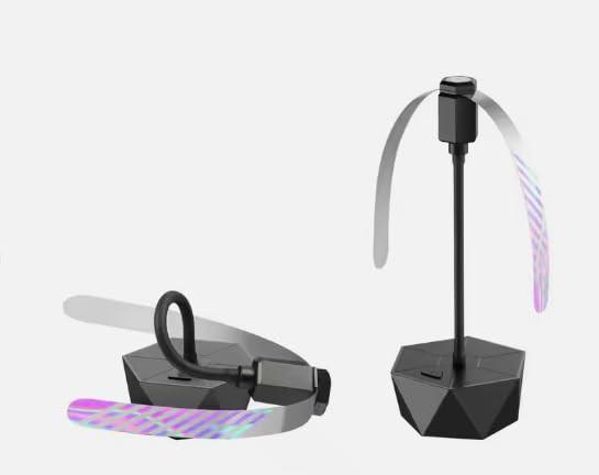 Rechargeable Anti-Fly Fan for Table – Foldable Holographic Blade Insect Repeller with Soft-Stop Safety, USB Charging for Indoor Outdoor Use, Picnic, BBQ, Kitchen, and Camping (Black).