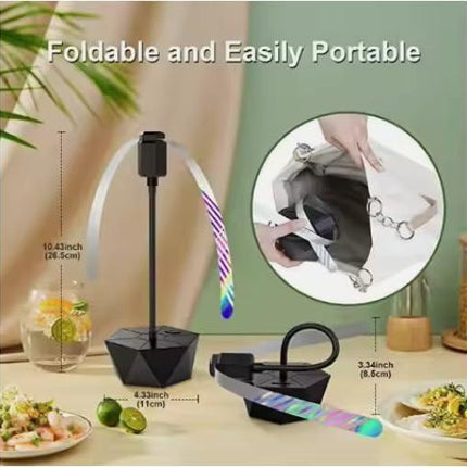 Rechargeable Anti-Fly Fan for Table – Foldable Holographic Blade Insect Repeller with Soft-Stop Safety, USB Charging for Indoor Outdoor Use, Picnic, BBQ, Kitchen, and Camping (Black).