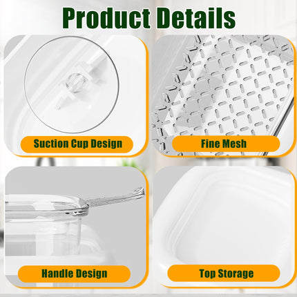 2-Pack Kitchen Sink Drain Basket – White Suction Mount Strainer for Food Waste, Tea Leaves & Vegetables – Space-Saving Filter with Top Storage (White).