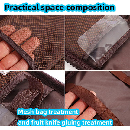 Multi-Functional Outdoor Kitchen Utensil Organizer – Durable Travel Storage Bag with Elastic Straps, Mesh Pockets & Carry Handle, Compact Size (Khaki).